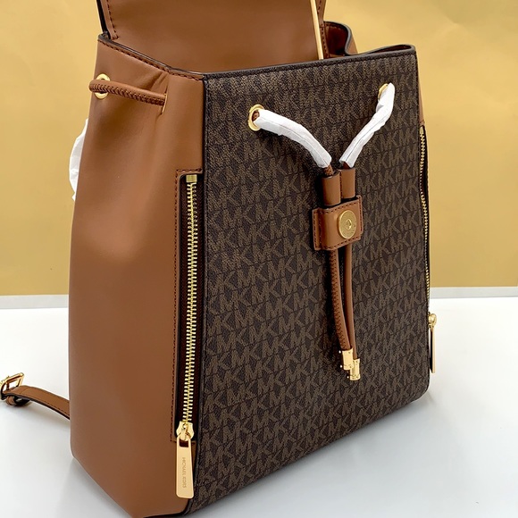 MICHAEL KORS PHOEBE MEDIUM DRAWSTRING BACKPACK BROWN SIGNATURE COLOR - Picture 5 of 16